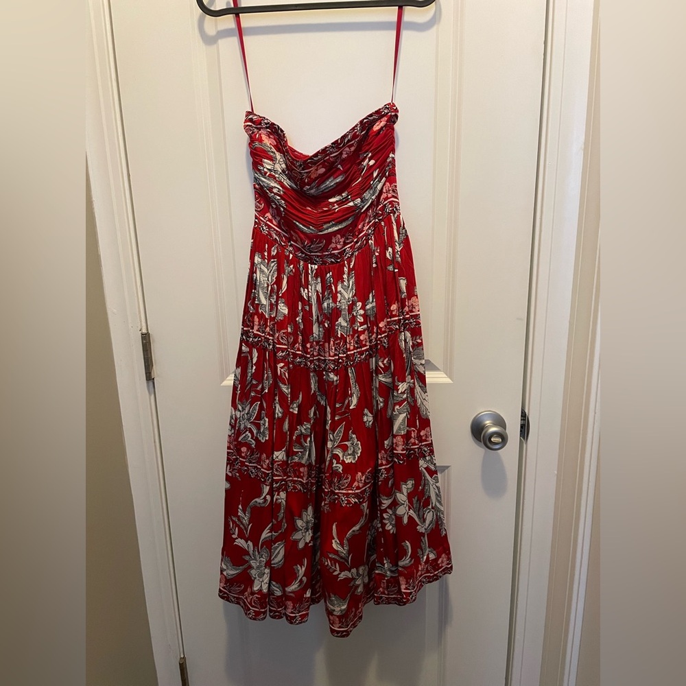 White House Black Market Red and White Floral Dress